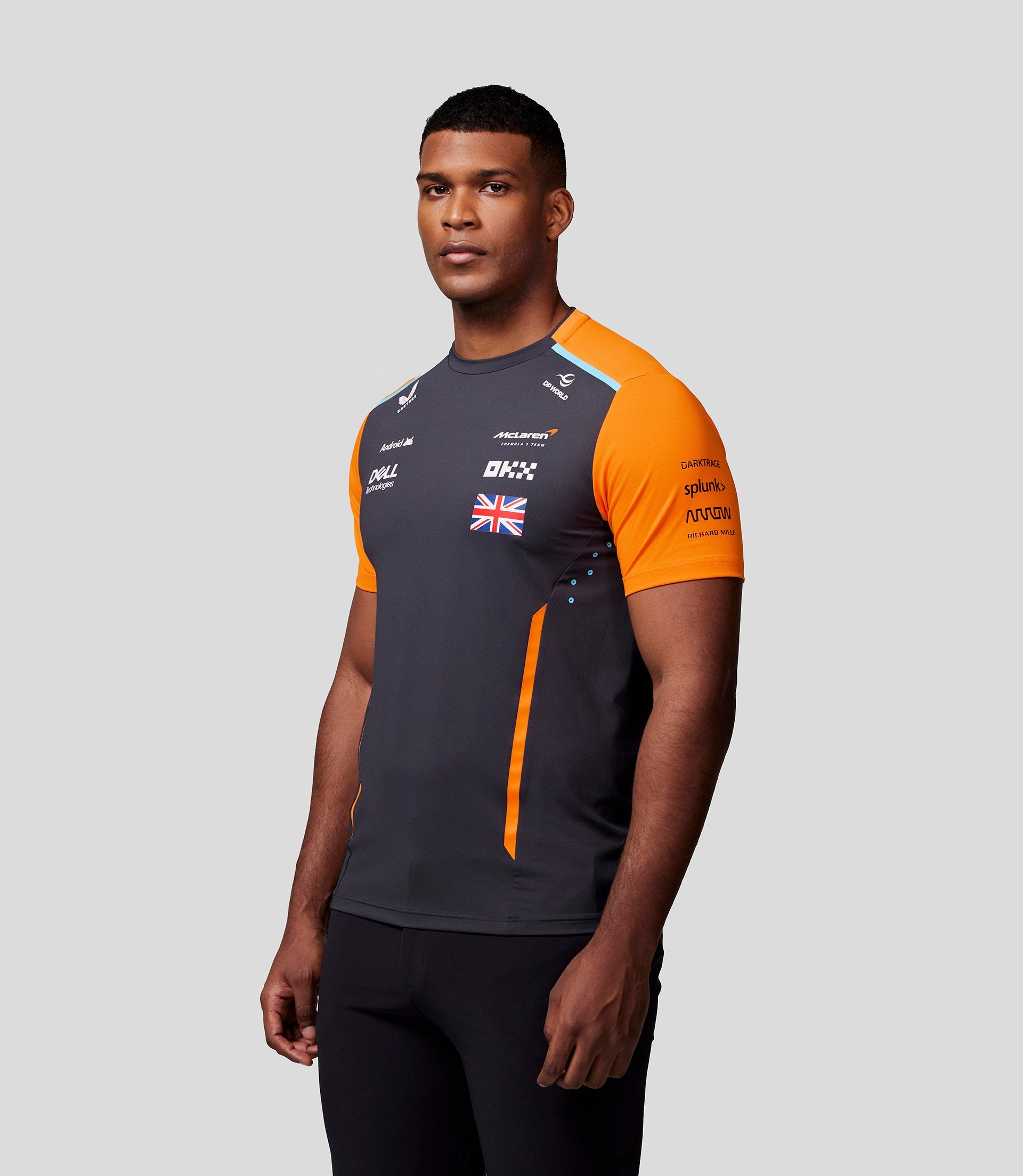 McLaren Mens Official Teamwear Set Up T-Shirt Lando Norris Formula 1 Phantom/Papaya