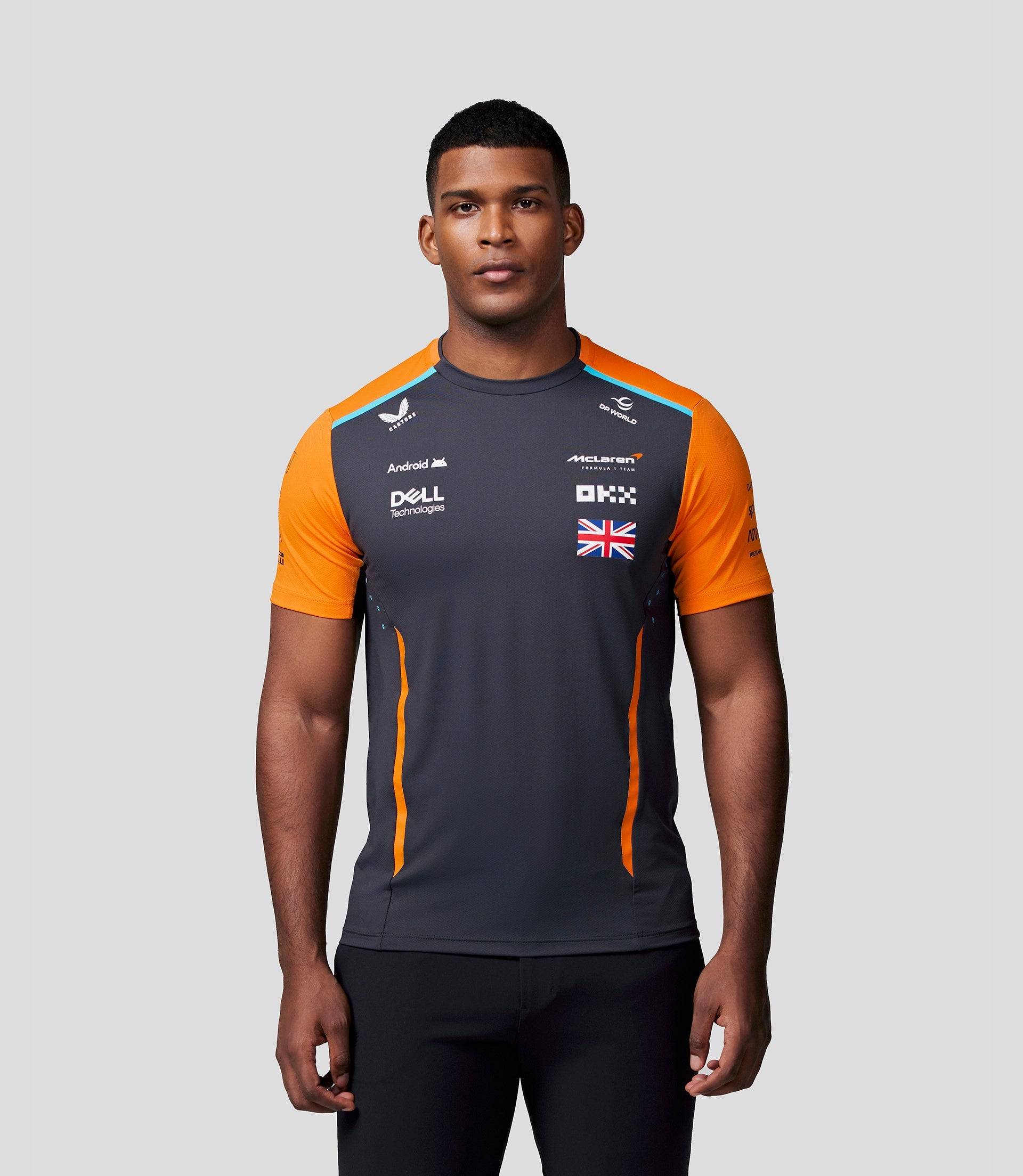 McLaren Mens Official Teamwear Set Up T-Shirt Lando Norris Formula 1 Phantom/Papaya