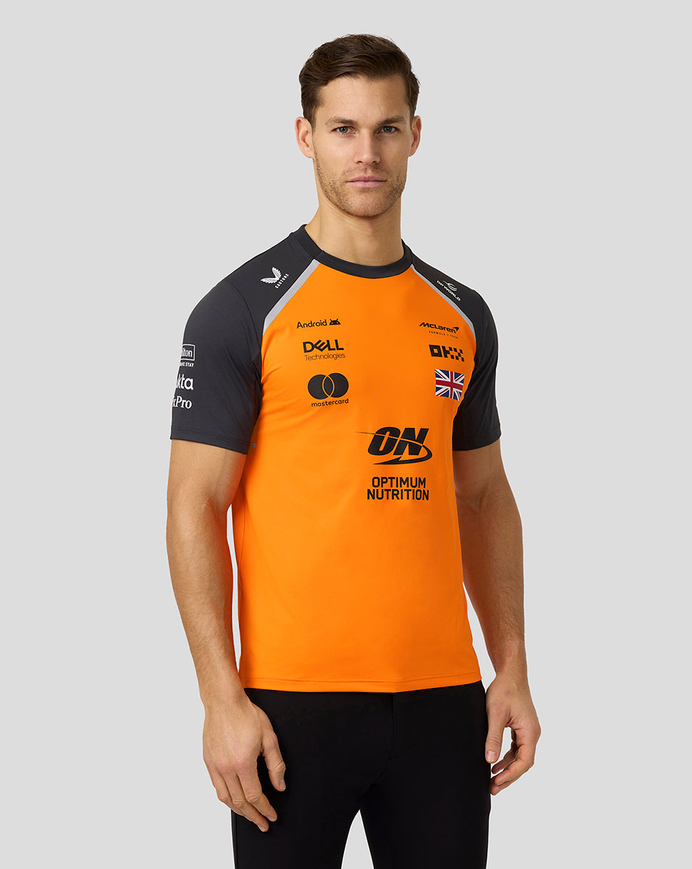 Official Mens McLaren Formula 1 Team Lando Norris Set Up T-Shirt - Papaya/Phantom