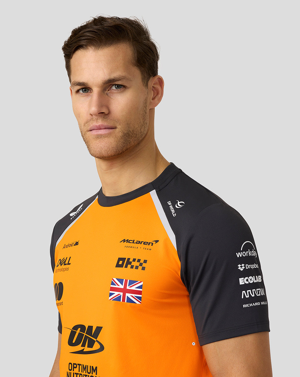 Official Mens McLaren Formula 1 Team Lando Norris Set Up T-Shirt - Papaya/Phantom