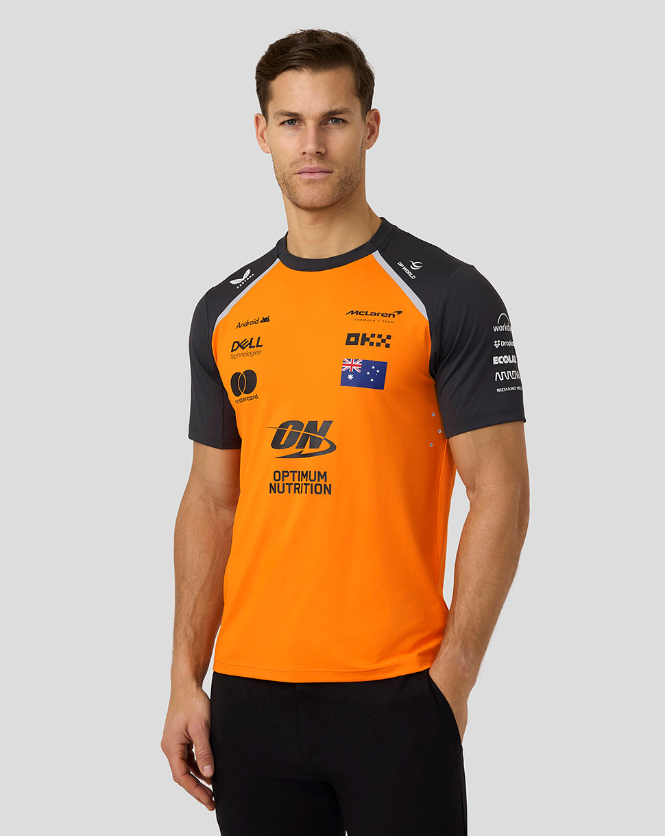 Official Mens McLaren Formula 1 Team Oscar Piastri Set Up T-Shirt - Papaya/Phantom