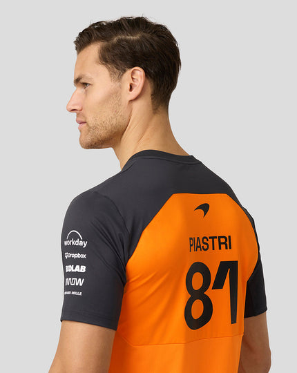 Official Mens McLaren Formula 1 Team Oscar Piastri Set Up T-Shirt - Papaya/Phantom