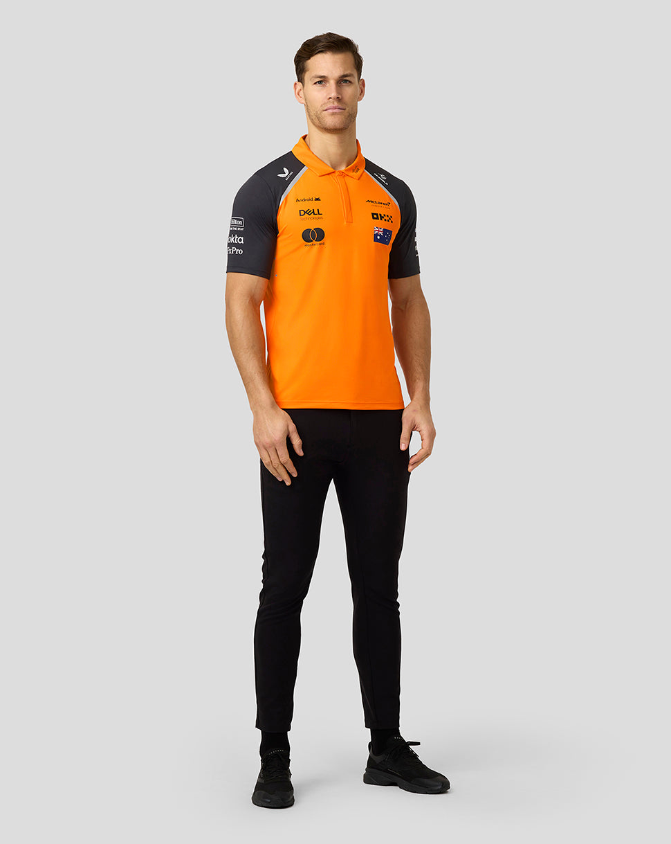 Official Mens McLaren Formula 1 Team Oscar Piastri Polo Shirt - Papaya/Phantom