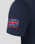 Navy Silverstone Unisex Core T-Shirt with a Union Jack patch on the sleeve.