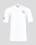 White Silverstone Core polo shirt with left chest logo and a British flag patch on the left sleeve