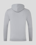 Back view of Weathervane Silverstone Core Hoodie in light gray with a hood