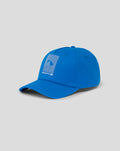 Bright blue unisex Silverstone Core Cap with white geometric logo on the front and curved brim