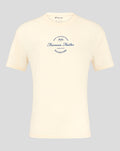 Oversized Egret T-Shirt in pale yellow with blue chest graphic.