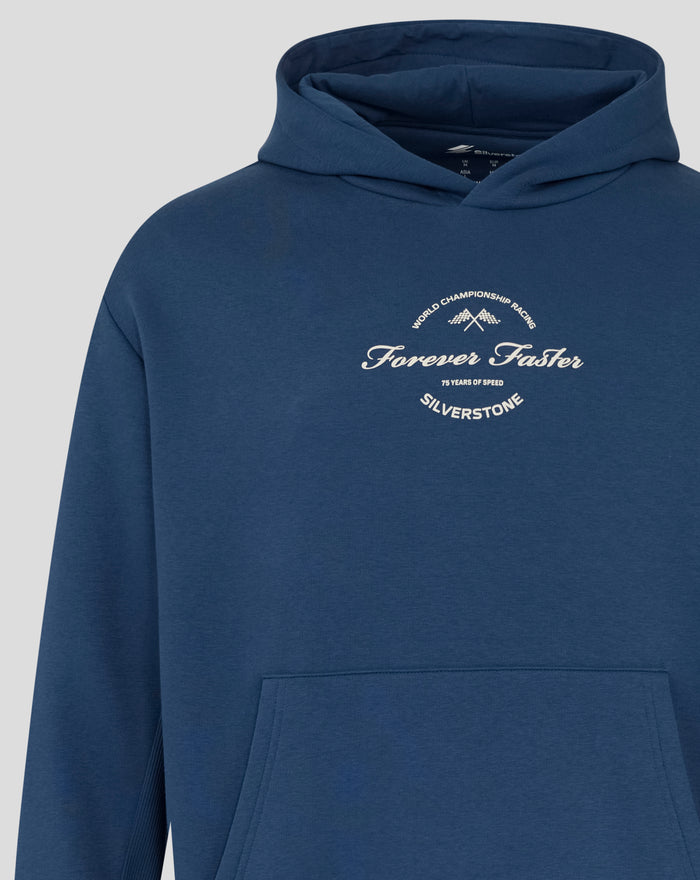 Close up of Sargasso Sea blue Silverstone hoodie hood with dual layer design and ribbed detailing