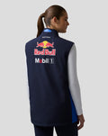 Back view of navy Oracle Red Bull Racing Teamline Gilet with large Red Bull logo and sponsor decals on the back