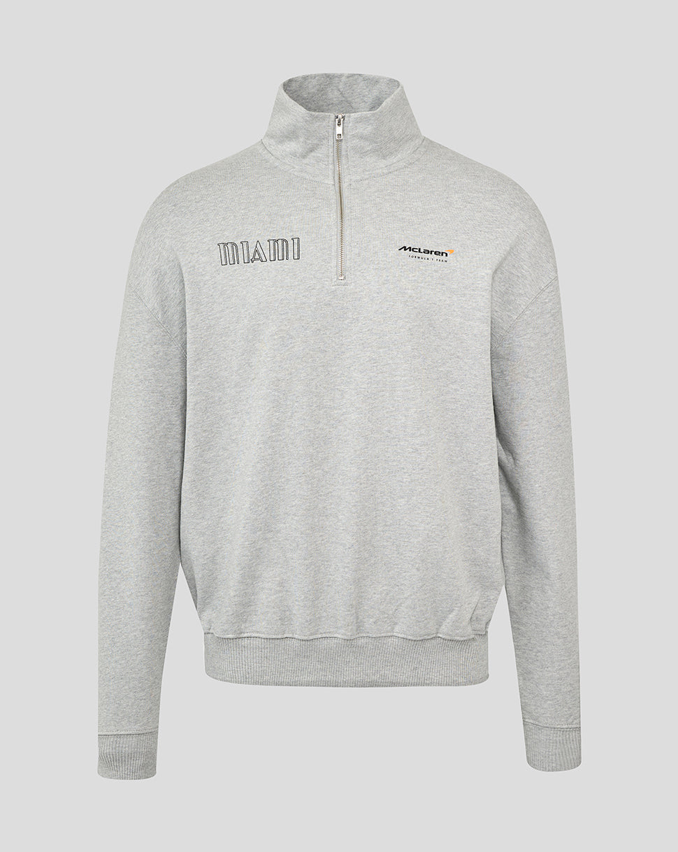 McLaren Unisex Miami 1/4 Zip Long Sleeve Sweater - Heather Grey