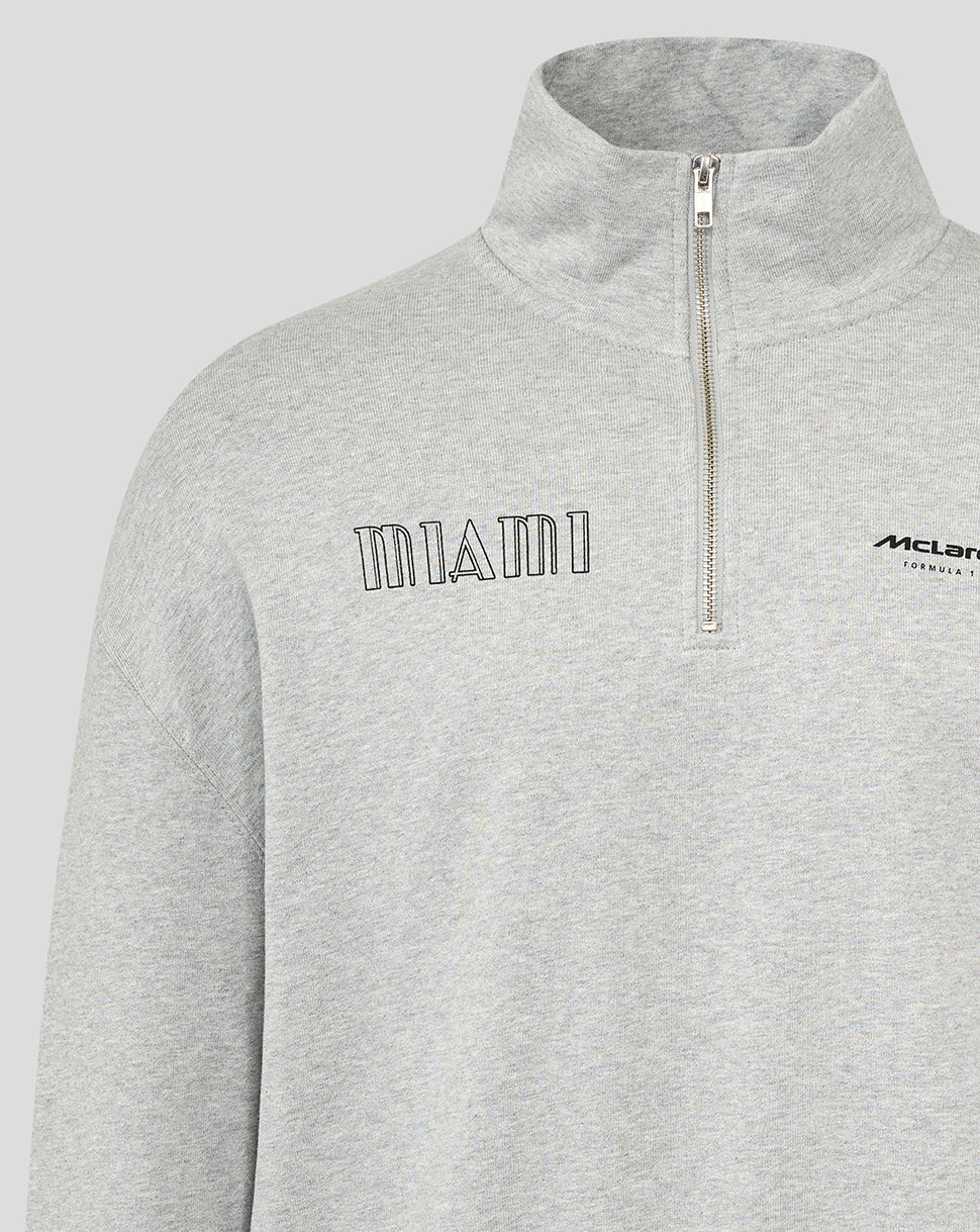 McLaren Unisex Miami 1/4 Zip Long Sleeve Sweater - Heather Grey