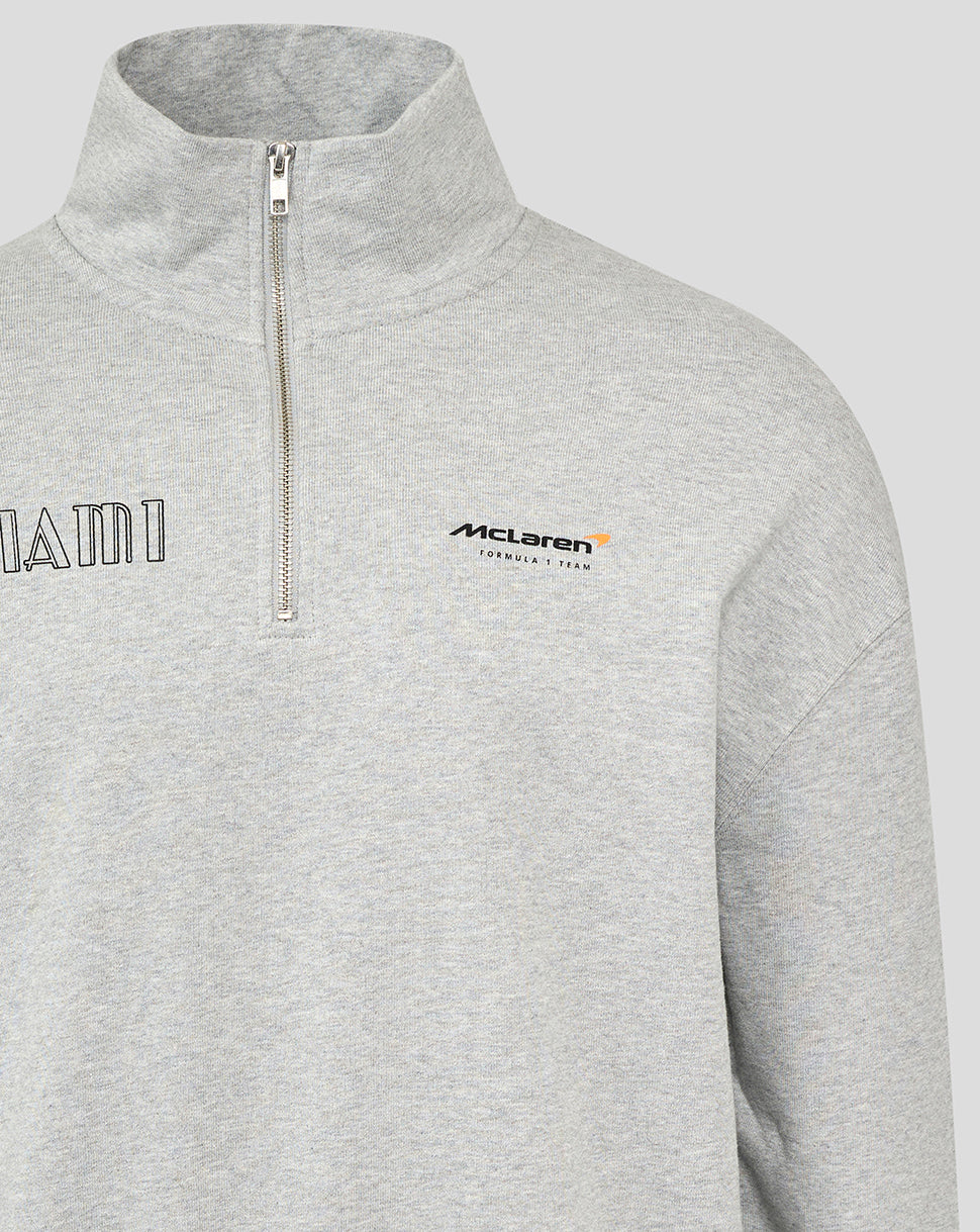 McLaren Unisex Miami 1/4 Zip Long Sleeve Sweater - Heather Grey