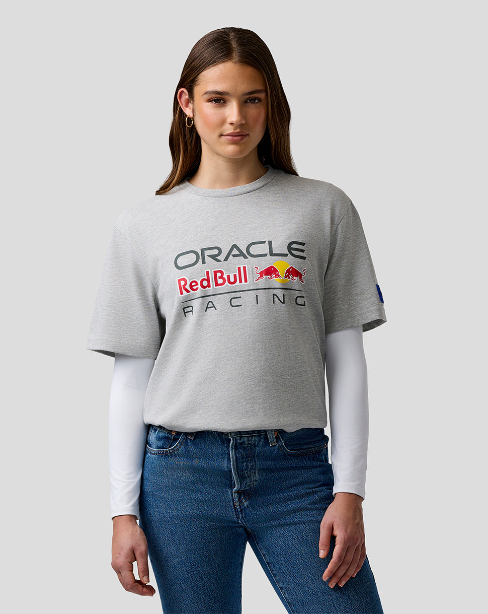 Red Bull Pattern T Oracle Red Bull Racing Unisex Logo Regular Fit T-Shirt - Grey Marl