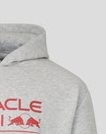 Front view of grey marl hoodie with bold red Red Bull graphic and text across chest