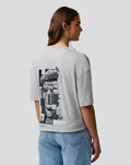 Back view of grey marl Oracle Red Bull Racing T shirt with Max Verstappen pixel graphic on the back