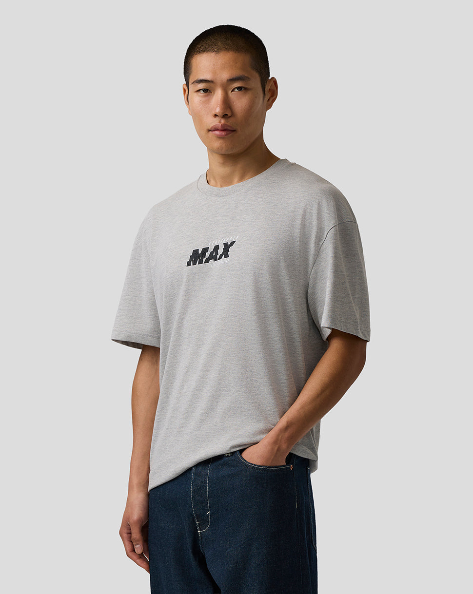 Oracle Red Bull Racing Unisex Max Verstappen Pixel Back Graphic T-Shirt - Grey Marl