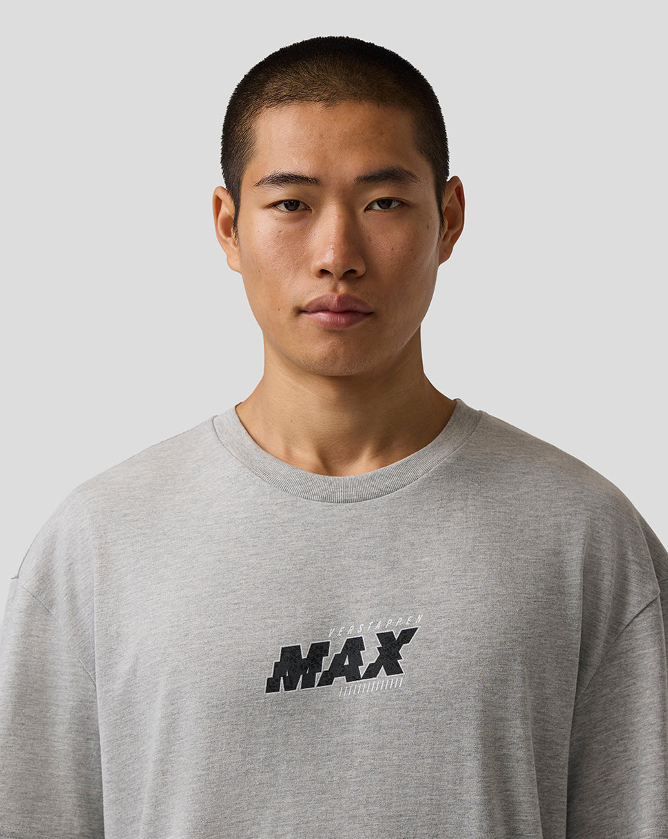 Oracle Red Bull Racing Unisex Max Verstappen Pixel Back Graphic T-Shirt - Grey Marl