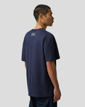 Navy Night Sky Max Verstappen T shirt shown from behind on a male model with back neck branding