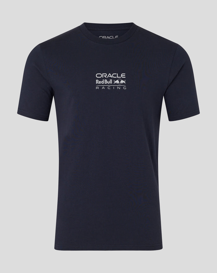 Front view of Night Sky Oracle Red Bull Racing T Shirt with small center front logo.