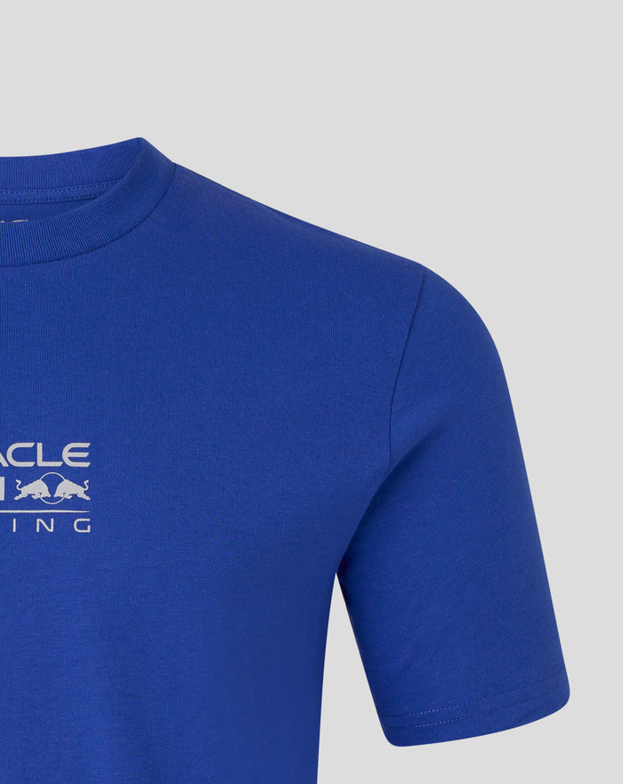 Blue Oracle Red Bull Racing T shirt neck area with Castore label at the back.