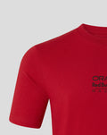 Back right side of red tee with bold graphic and partial Oracle Red Bull Racing text.
