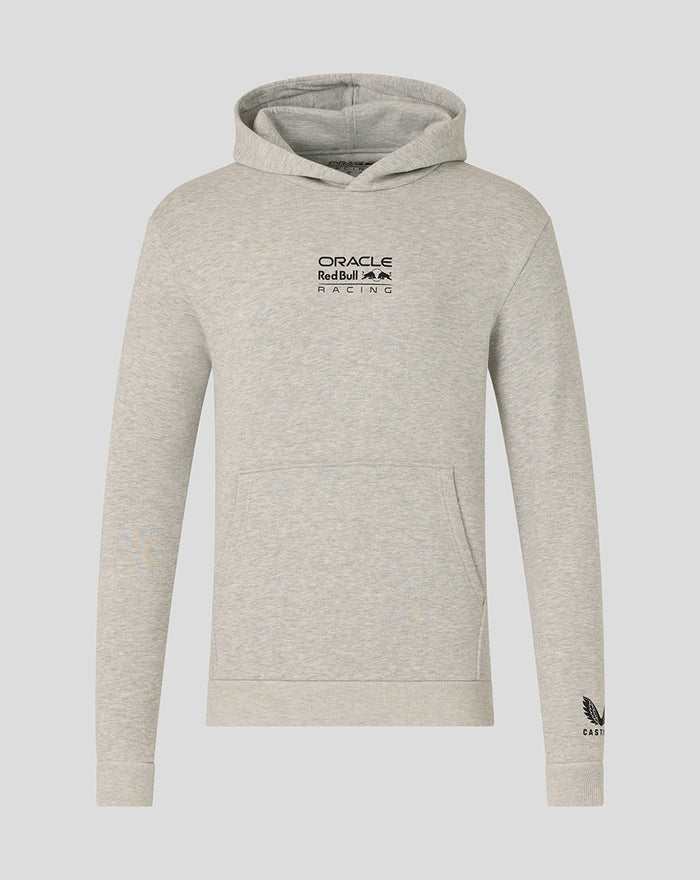 Grey marl unisex hoodie with the Oracle Red Bull Racing chest logo and hooded neckline