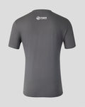 Back view of a dark grey Godzilla Tokyo X Haas T-shirt with a small white TGR Haas logo at the upper back.