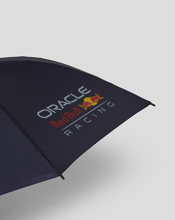 Navy Oracle Red Bull Racing golf umbrella canopy with the Red Bull logo