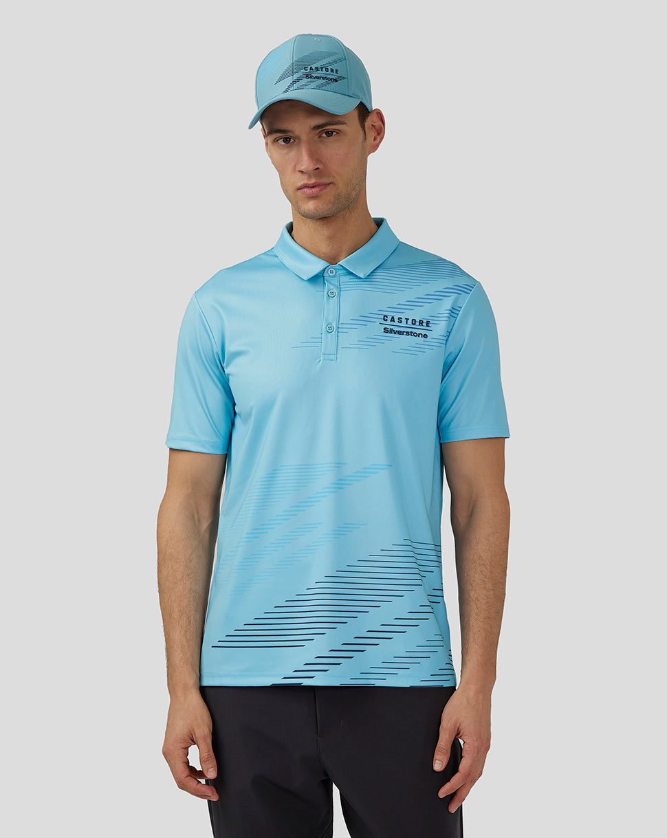 Unisex Silverstone x Castore Sublimated Short Sleeve Poloshirt - Cabana Blue