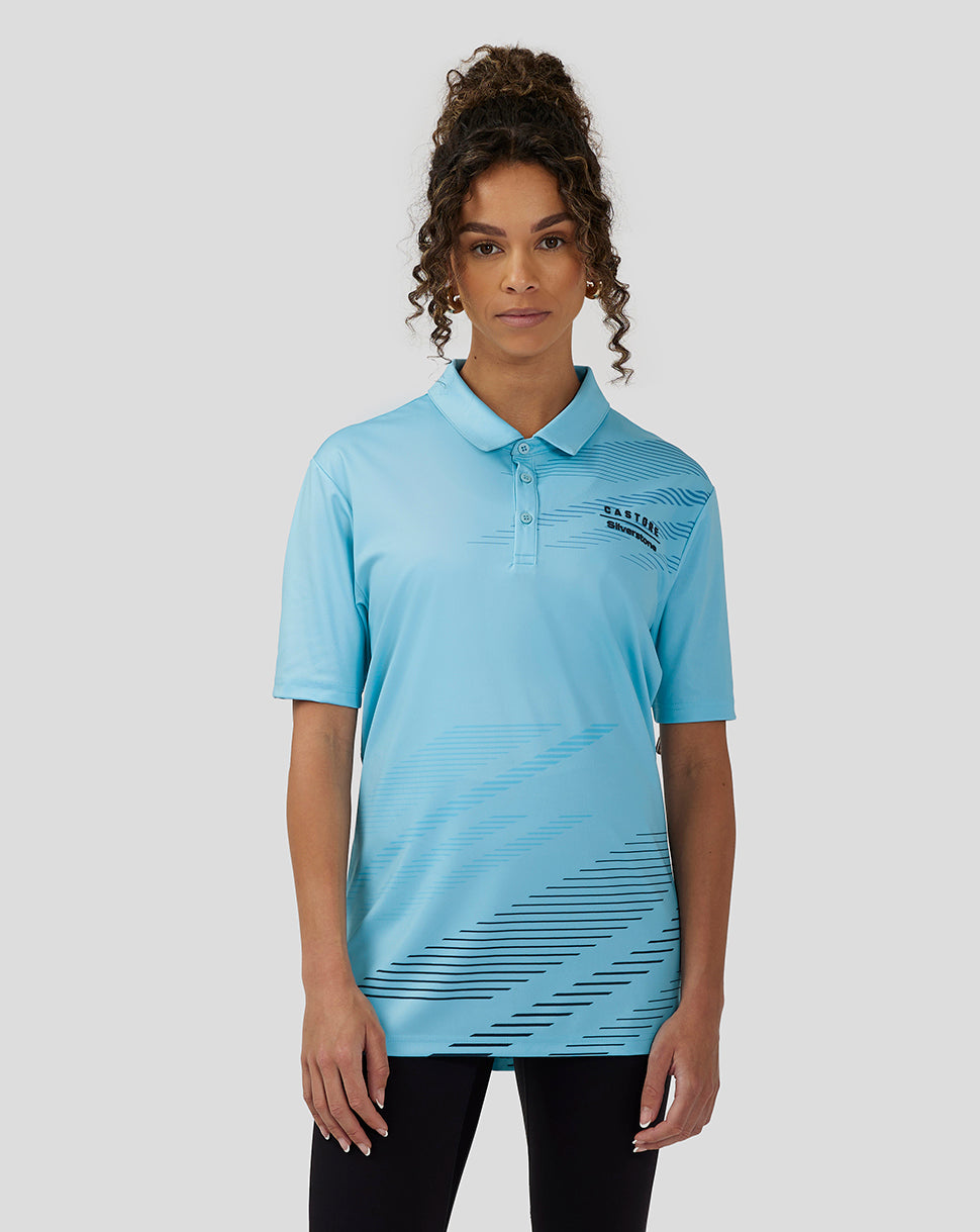 Unisex Silverstone x Castore Sublimated Short Sleeve Poloshirt - Cabana Blue