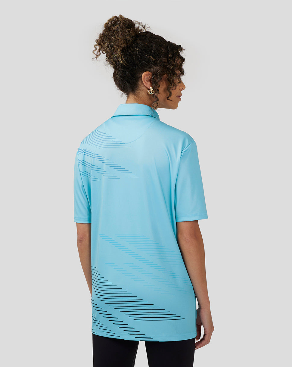 Unisex Silverstone x Castore Sublimated Short Sleeve Poloshirt - Cabana Blue