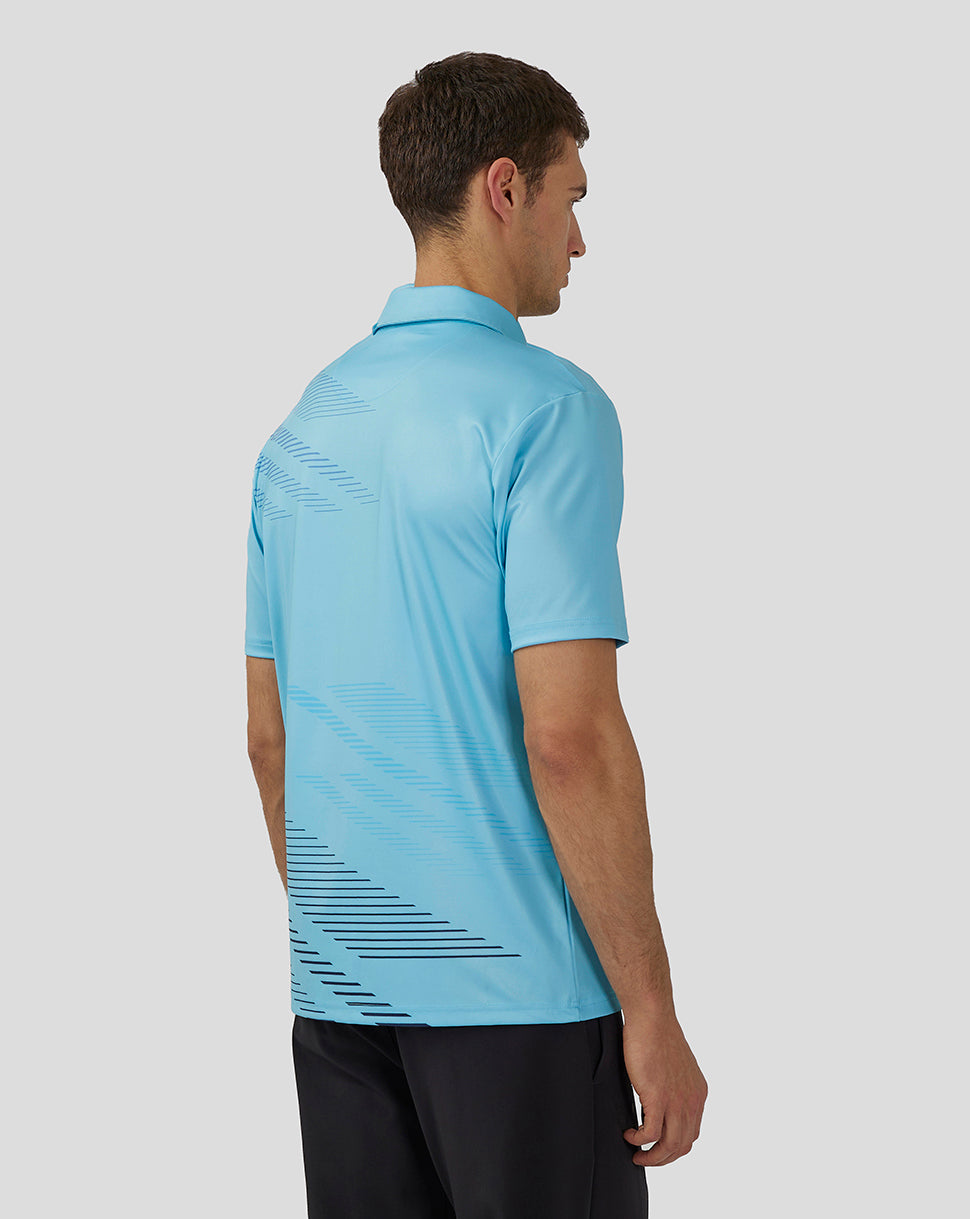 Unisex Silverstone x Castore Sublimated Short Sleeve Poloshirt - Cabana Blue