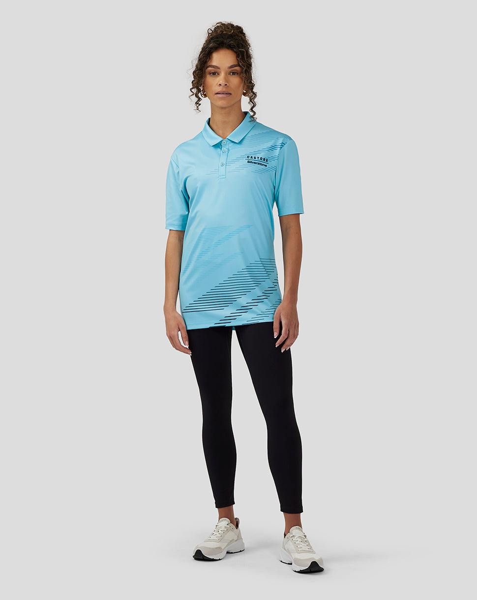 Unisex Silverstone x Castore Sublimated Short Sleeve Poloshirt - Cabana Blue