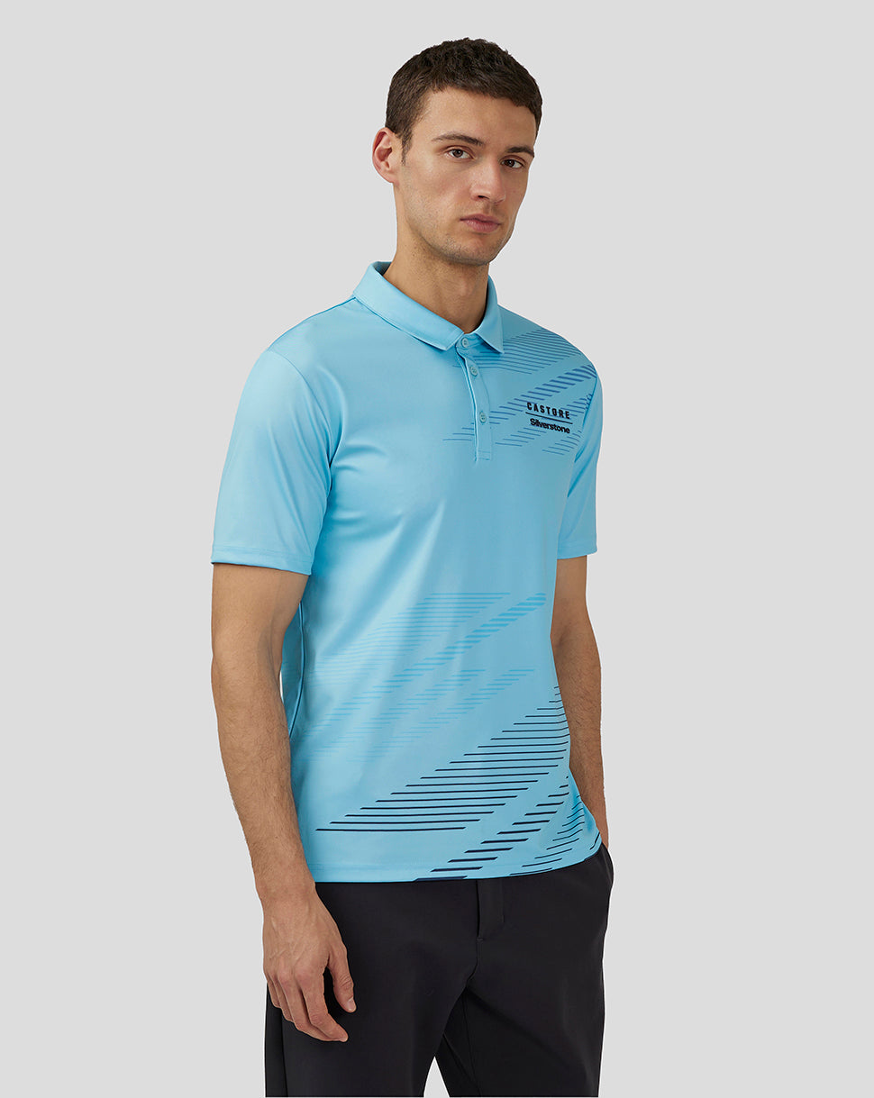 Unisex Silverstone x Castore Sublimated Short Sleeve Poloshirt - Cabana Blue