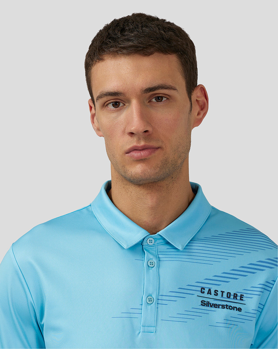 Unisex Silverstone x Castore Sublimated Short Sleeve Poloshirt - Cabana Blue