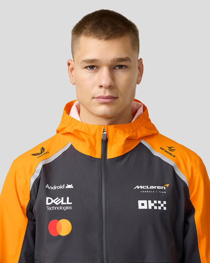 Official Unisex McLaren Formula 1 Team Waterproof Rain Jacket - Phantom/Papaya