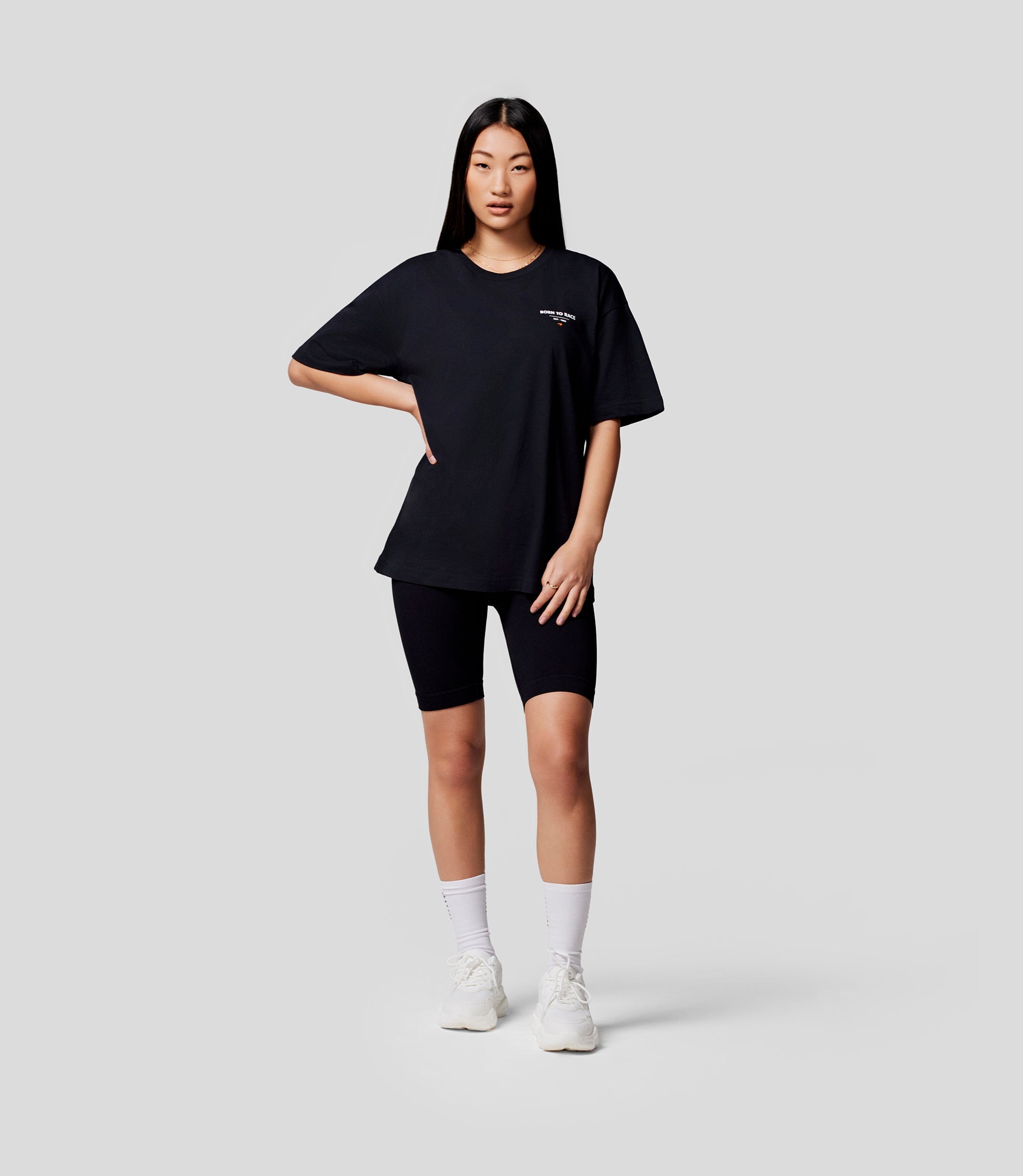 Womens Born To Race Oversized T-Shirt - Anthracite